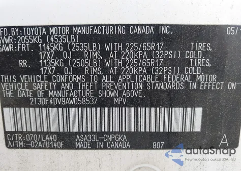 2010 Toyota Rav4 Limited from USA, damaged, VIN 2T3DF4DV9AW058537